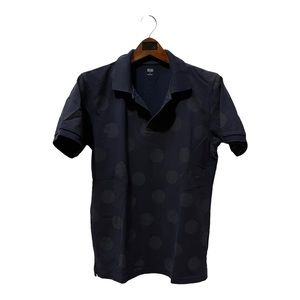 Uniqlo Polka Dot Polo Navy Grey Mens Medium